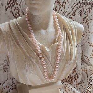 Faux Pearl Necklace Pink Hued Icing